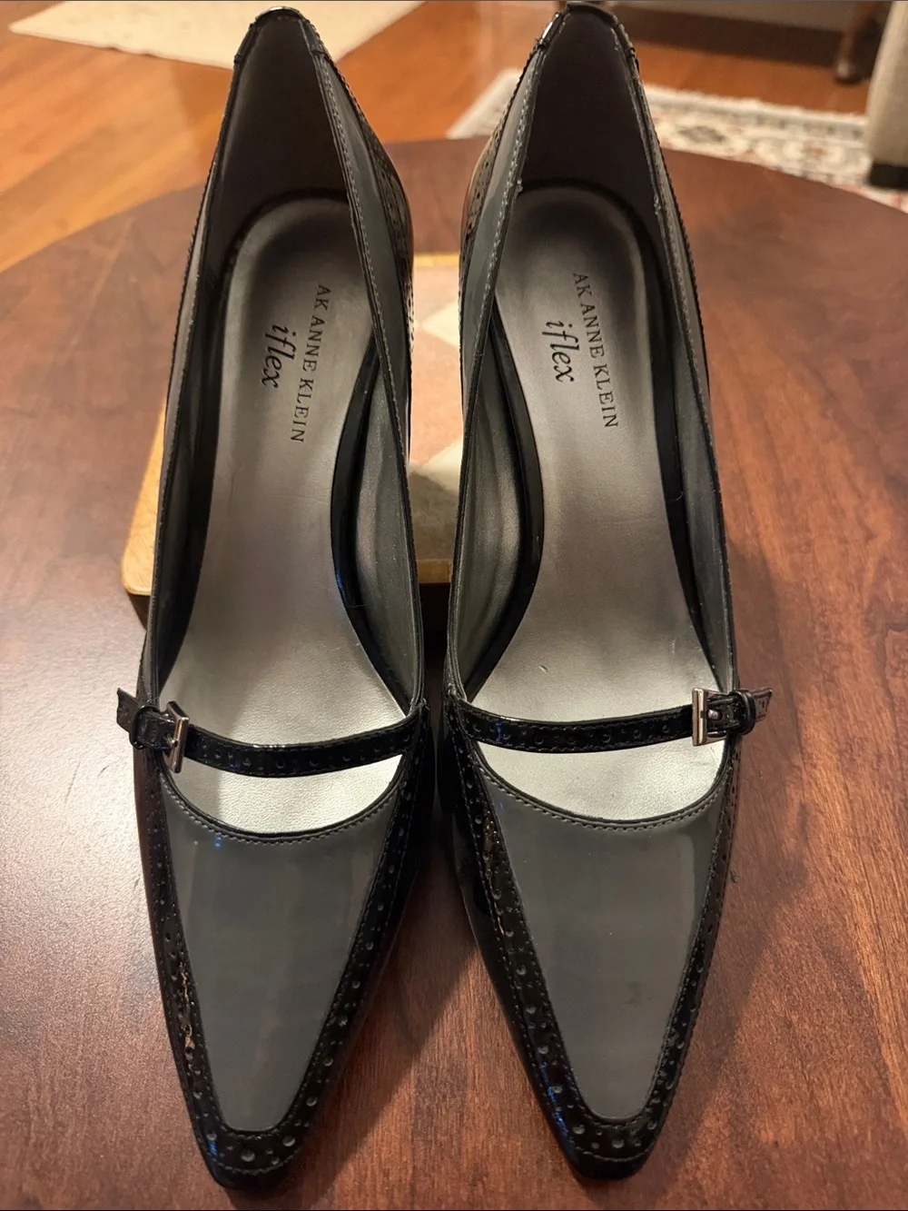 Anne Klein Black Patent Pointed Mary Jane Pumps
